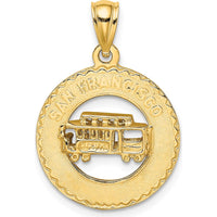 14K Yellow Gold San Francisco Cable Car Charm Pendant - Polished Textured Design by Oro Pregiato