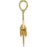 14K Yellow Gold San Francisco Cable Car Charm Pendant - Polished Textured Design by Oro Pregiato