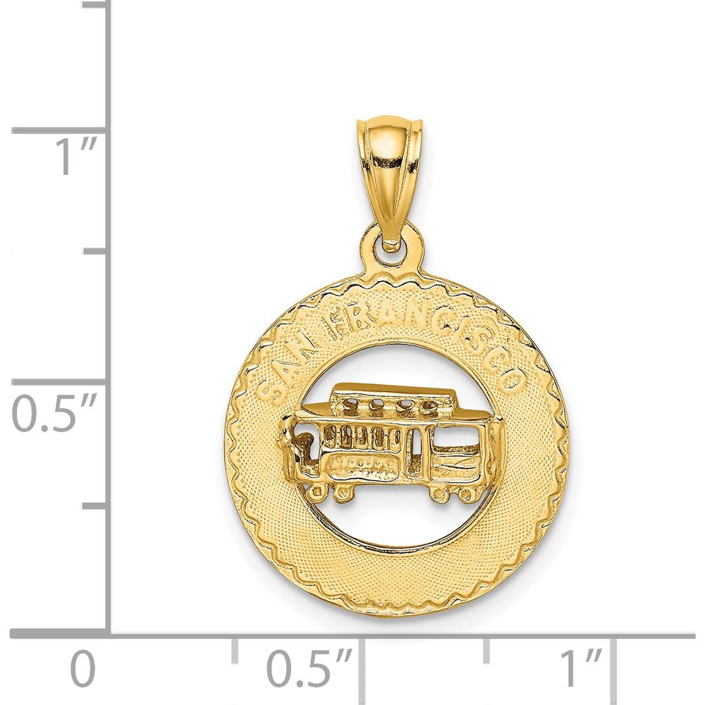 14K Yellow Gold San Francisco Cable Car Charm Pendant - Polished Textured Design by Oro Pregiato