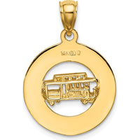 14K Yellow Gold San Francisco Cable Car Charm Pendant - Polished Textured Design by Oro Pregiato