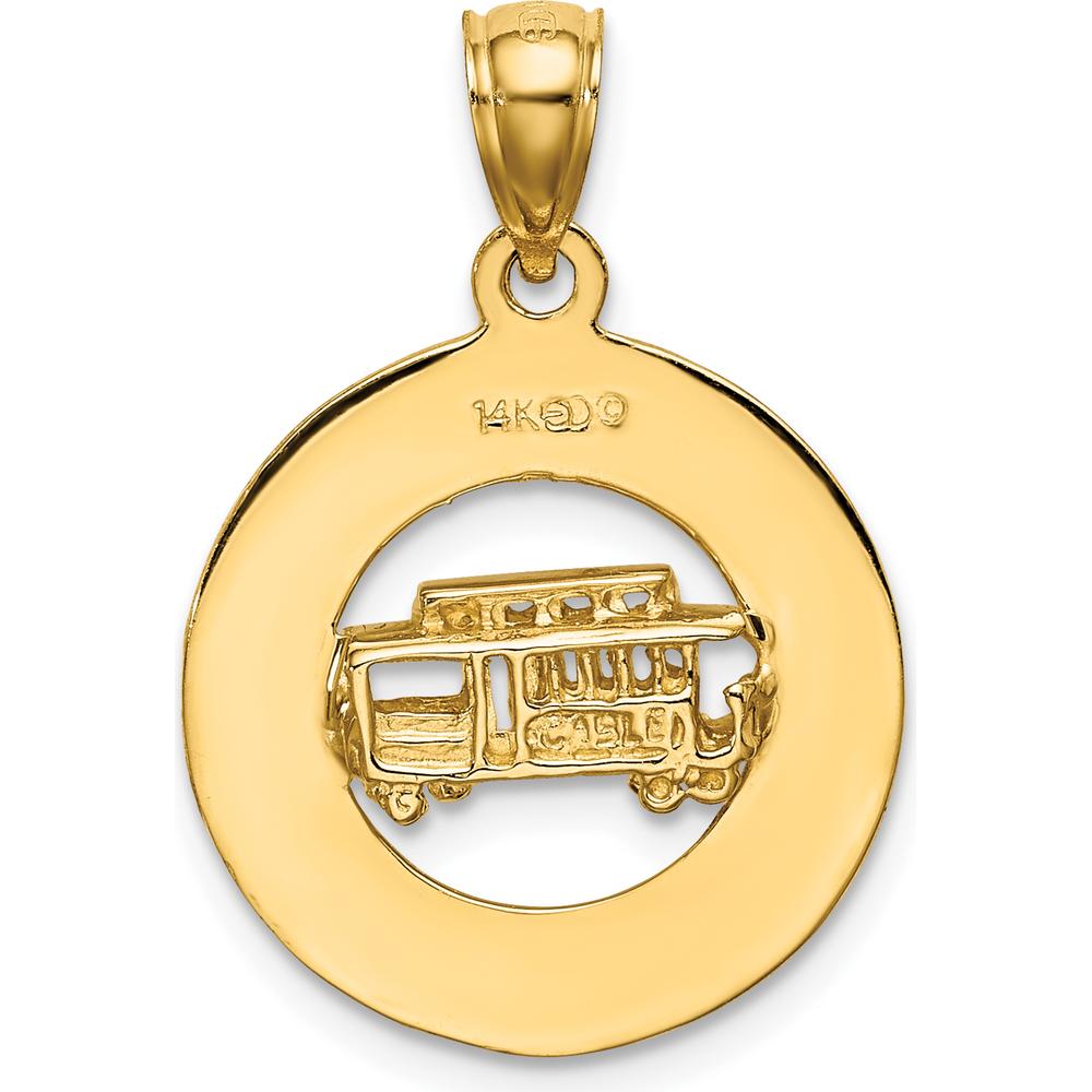 14K Yellow Gold San Francisco Cable Car Charm Pendant - Polished Textured Design by Oro Pregiato