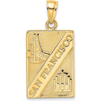 14K Yellow Gold San Francisco Reversible Charm with Golden Gate Bridge and California Inscription by Oro Pregiato
