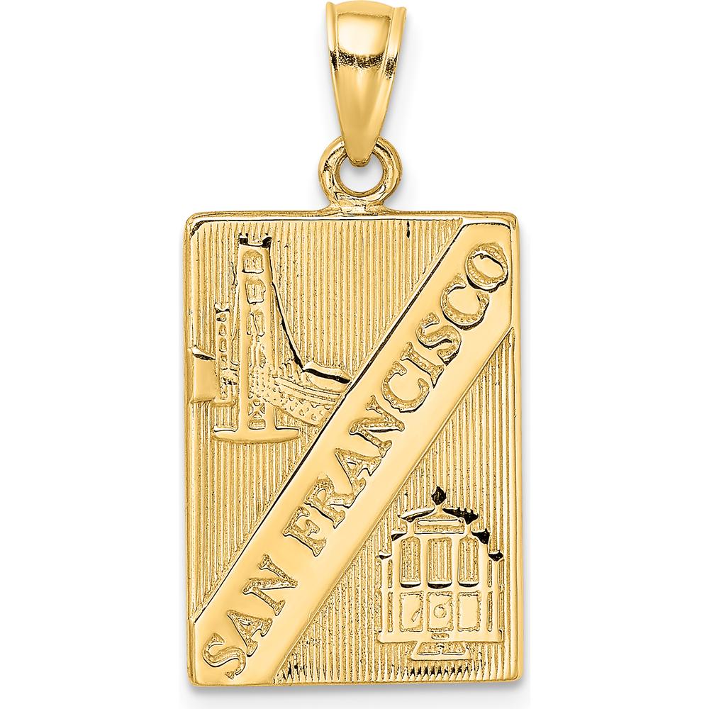 14K Yellow Gold San Francisco Reversible Charm with Golden Gate Bridge and California Inscription by Oro Pregiato