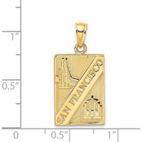 14K Yellow Gold San Francisco Reversible Charm with Golden Gate Bridge and California Inscription by Oro Pregiato