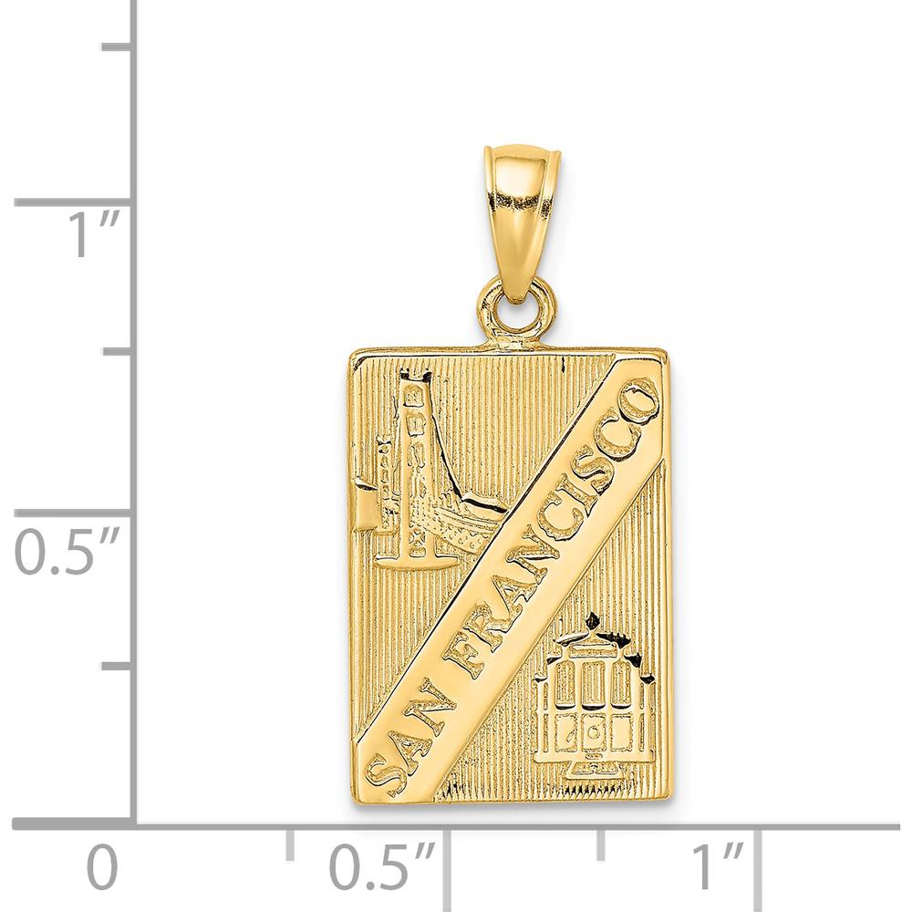 14K Yellow Gold San Francisco Reversible Charm with Golden Gate Bridge and California Inscription by Oro Pregiato