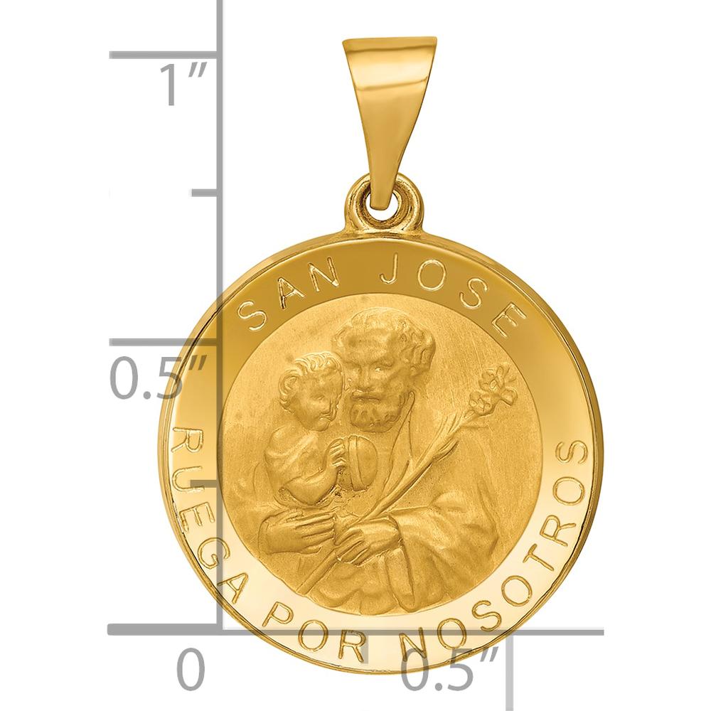 14K Yellow Gold San Jose Spanish Medal Pendant - Polished & Satin Finish by Oro Pregiato