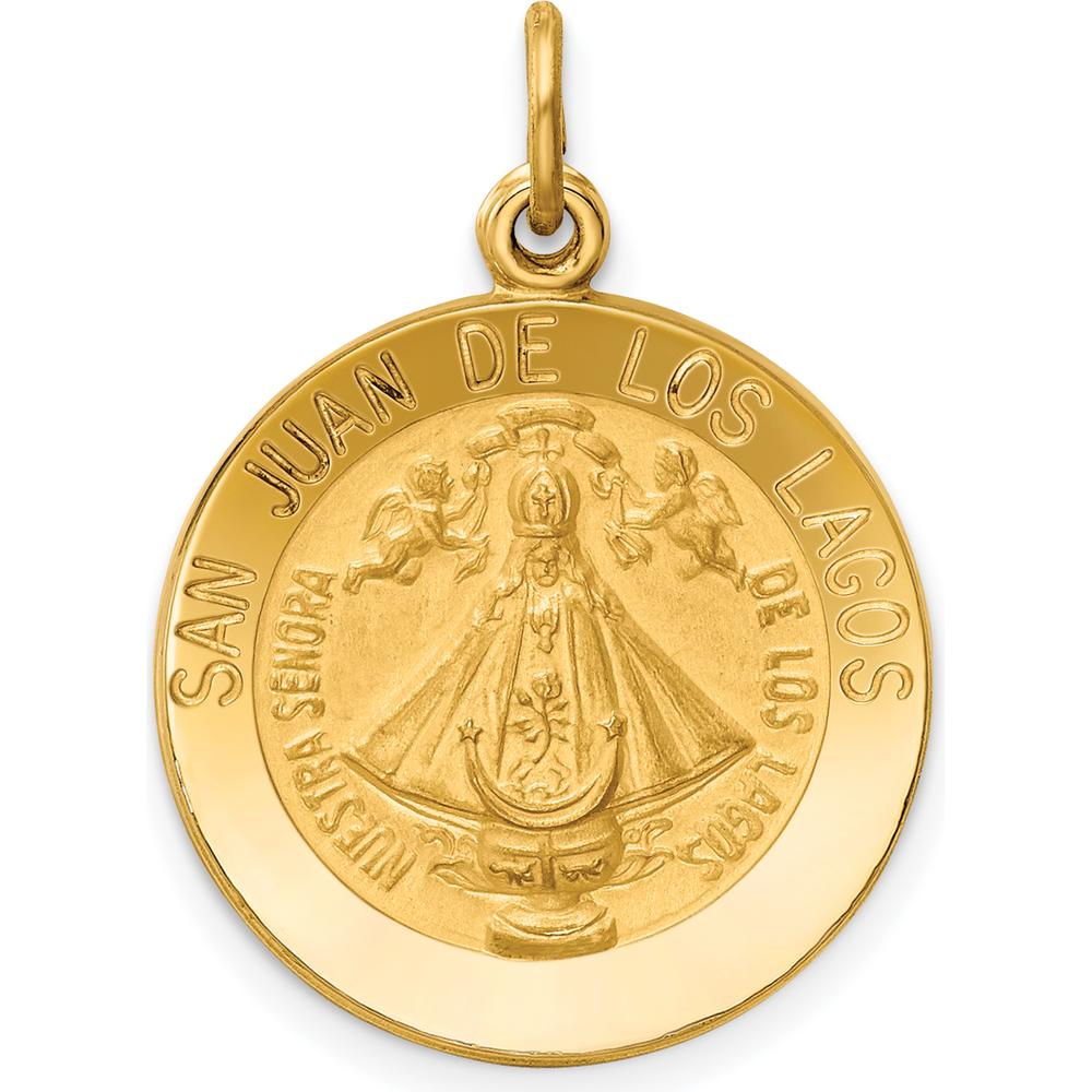 14K Yellow Gold San Juan De Los Lagos Medal Pendant - 25mm Length by Oro Pregiato
