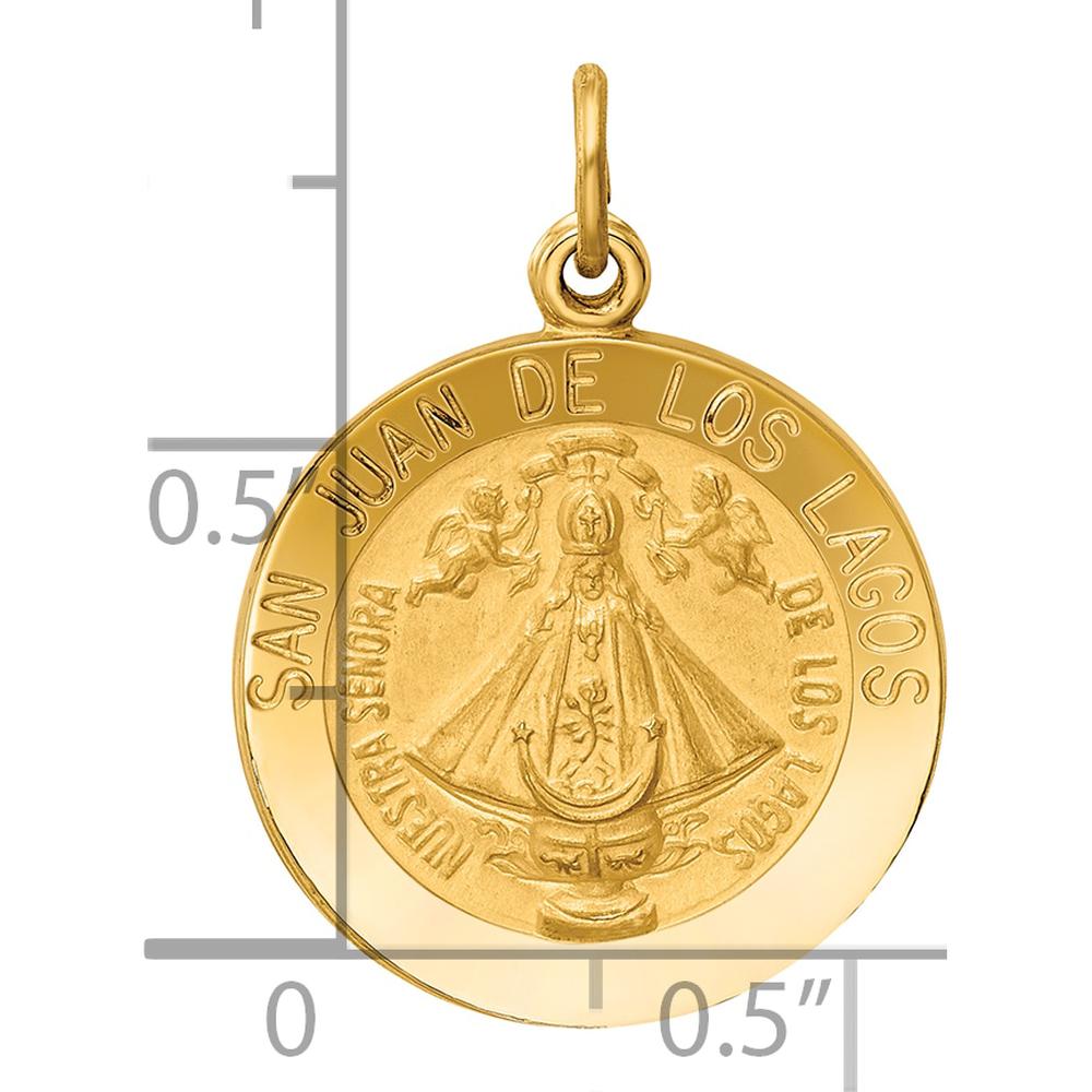 14K Yellow Gold San Juan De Los Lagos Medal Pendant - 25mm Length by Oro Pregiato