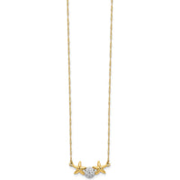 14K Yellow Gold Sand Dollar and Starfish Pendant Necklace with Rhodium Finish - 18" Chain by 0