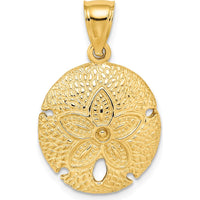 14K Yellow Gold Sand Dollar Charm Pendant - Textured Design by Oro Pregiato