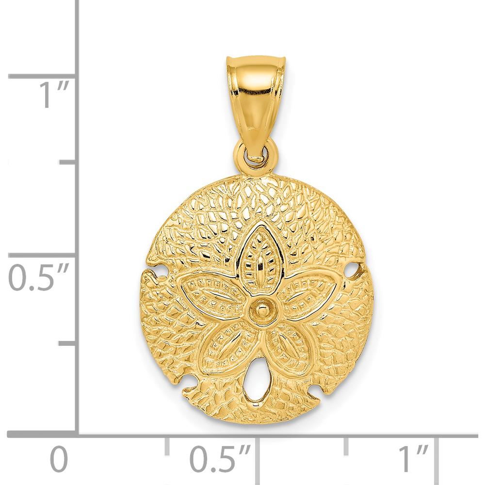 14K Yellow Gold Sand Dollar Charm Pendant - Textured Design by Oro Pregiato