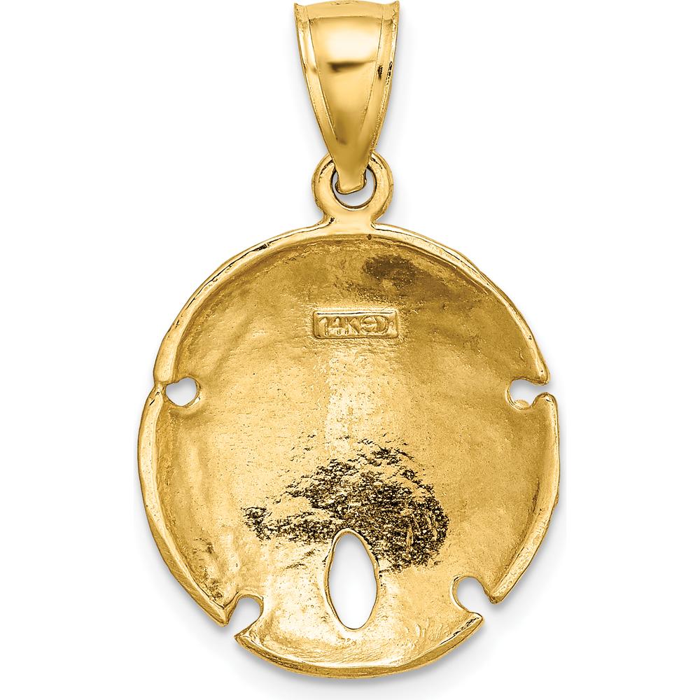 14K Yellow Gold Sand Dollar Charm Pendant - Textured Design by Oro Pregiato