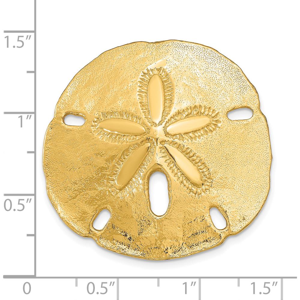 14K Yellow Gold Sand Dollar Omega Slide Pendant - 35mm by Oro Pregiato