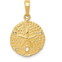 14K Yellow Gold Sand Dollar Pendant - Polished Textured Design by Oro Pregiato