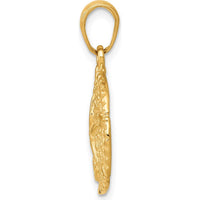 14K Yellow Gold Sand Dollar Pendant - Polished Textured Design by Oro Pregiato