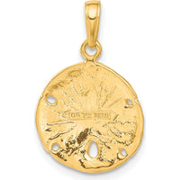 14K Yellow Gold Sand Dollar Pendant - Polished Textured Design by Oro Pregiato