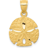 14K Yellow Gold Sand Dollar Pendant with Diamond-Cut Texture - Coastal-Inspired Jewelry by Oro Pregiato