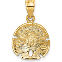 14K Yellow Gold Sand Dollar Pendant with Diamond-Cut Texture - Coastal-Inspired Jewelry by Oro Pregiato