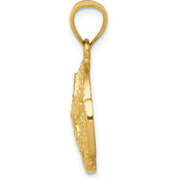 14K Yellow Gold Sand Dollar Pendant with Textured Finish - 23mm Length by Oro Pregiato