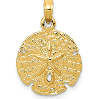 14K Yellow Gold Sand Dollar Pendant with Textured Finish - Nature-Inspired Ocean Charm by Oro Pregiato
