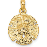14K Yellow Gold Sand Dollar Pendant with Textured Finish - Nature-Inspired Ocean Charm by Oro Pregiato