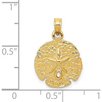 14K Yellow Gold Sand Dollar Pendant with Textured Finish - Nature-Inspired Ocean Charm by Oro Pregiato