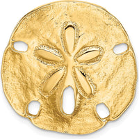 14K Yellow Gold Sand Dollar Textured Slide Pendant 27mm - Polished Finish by Oro Pregiato