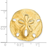 14K Yellow Gold Sand Dollar Textured Slide Pendant 27mm - Polished Finish by Oro Pregiato