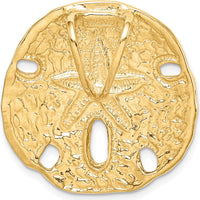 14K Yellow Gold Sand Dollar Textured Slide Pendant 27mm - Polished Finish by Oro Pregiato