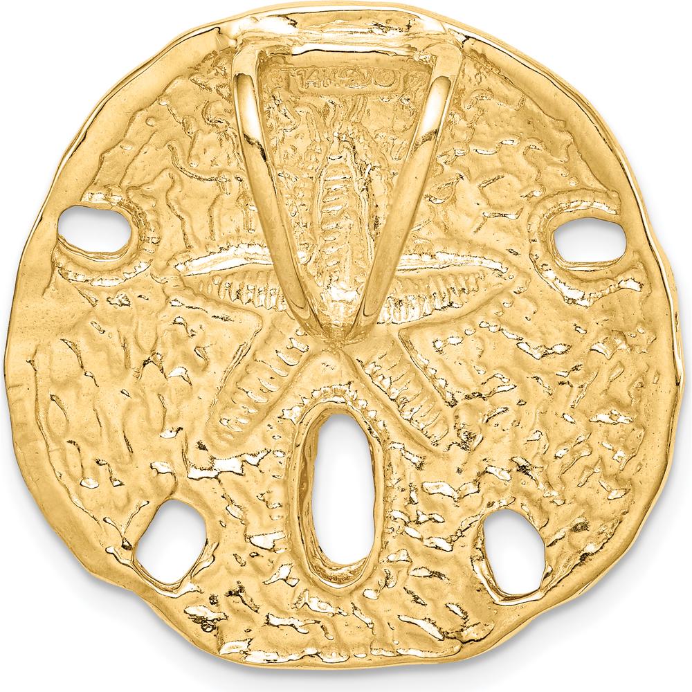 14K Yellow Gold Sand Dollar Textured Slide Pendant 27mm - Polished Finish by Oro Pregiato