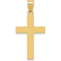 14K Yellow Gold Sandblasted Cross Pendant - 28mm Length by Oro Pregiato