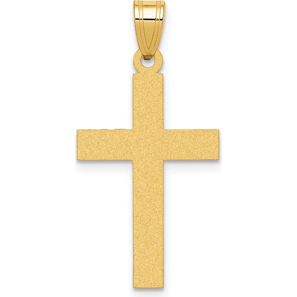 14K Yellow Gold Sandblasted Cross Pendant - 28mm Length by Oro Pregiato