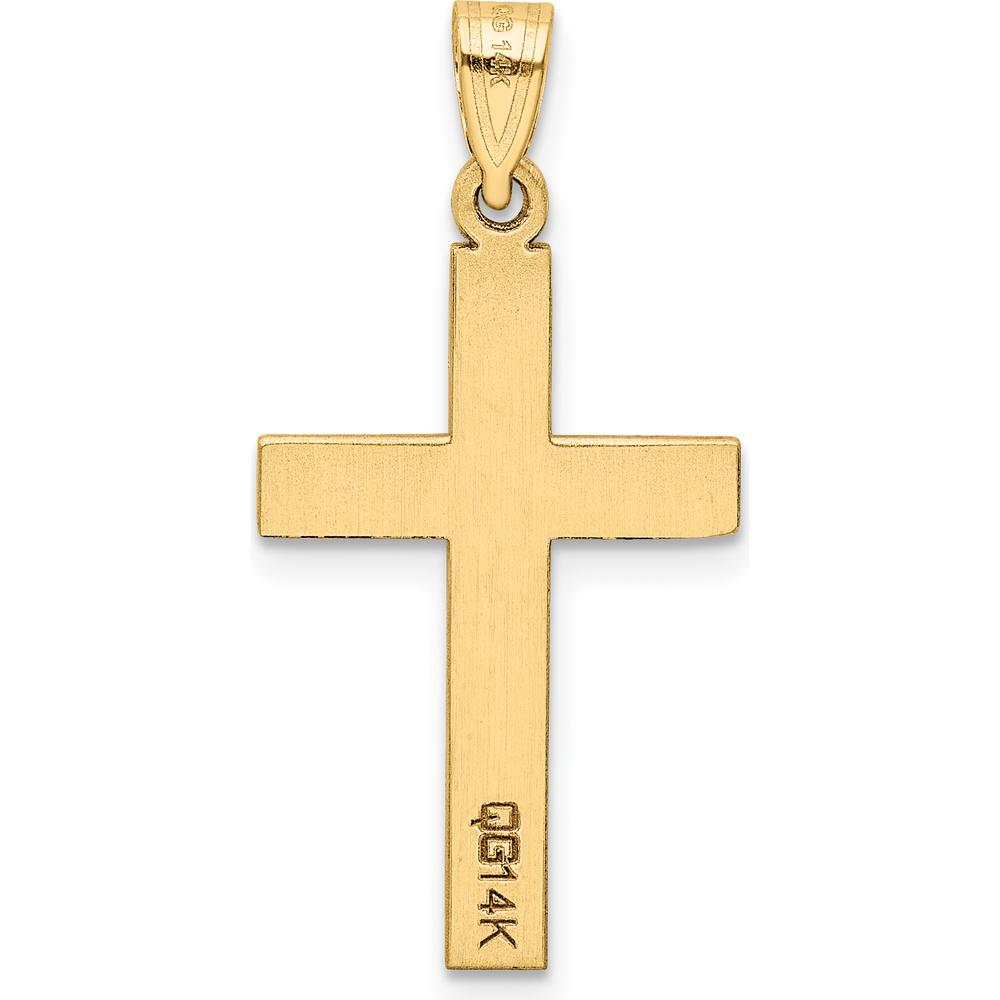 14K Yellow Gold Sandblasted Cross Pendant - 28mm Length by Oro Pregiato