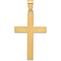 14K Yellow Gold Sandblasted Cross Pendant - 38mm Length by Oro Pregiato