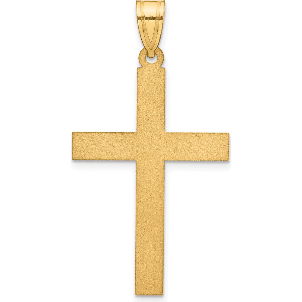 14K Yellow Gold Sandblasted Cross Pendant - 38mm Length by Oro Pregiato