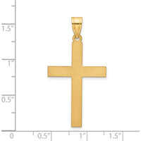 14K Yellow Gold Sandblasted Cross Pendant - 38mm Length by Oro Pregiato