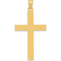 14K Yellow Gold Sandblasted Cross Pendant - 50mm Length by Oro Pregiato