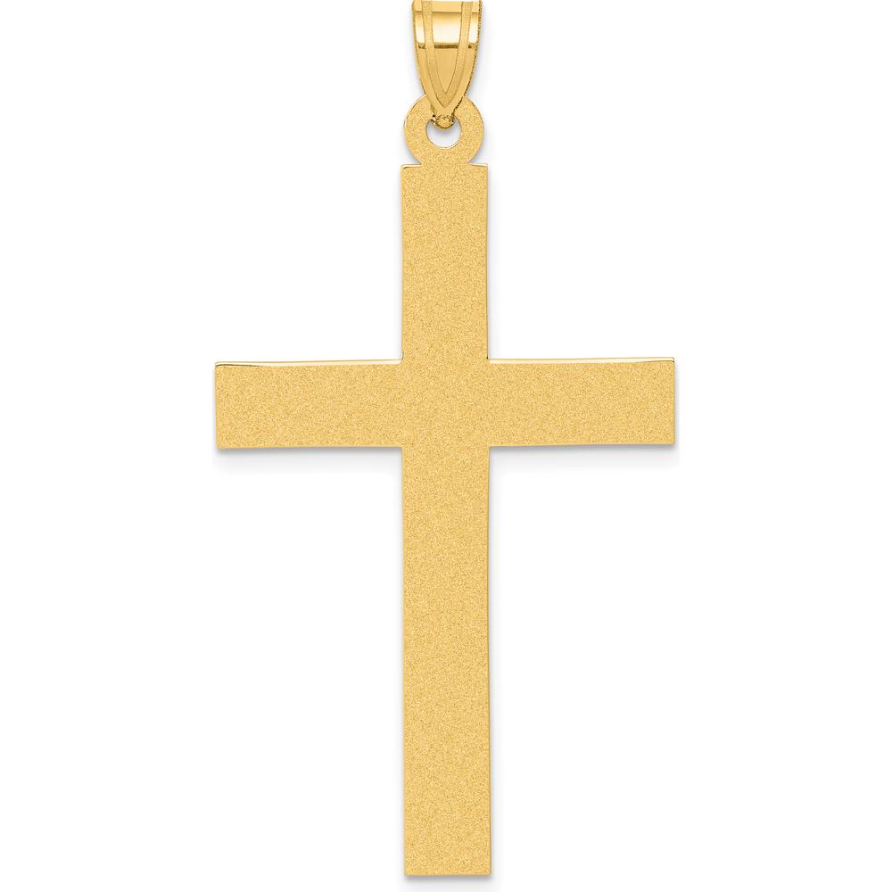 14K Yellow Gold Sandblasted Cross Pendant - 50mm Length by Oro Pregiato