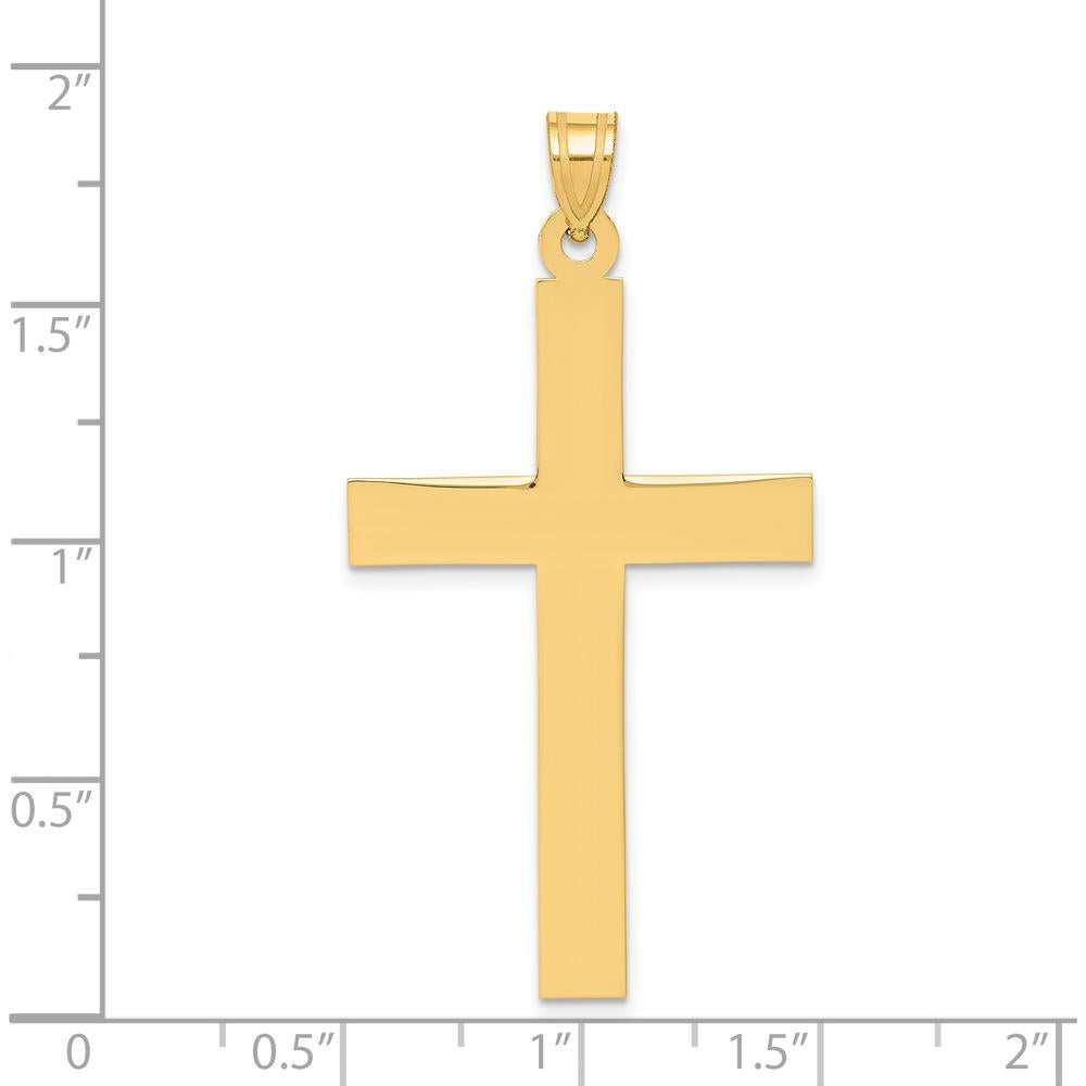 14K Yellow Gold Sandblasted Cross Pendant - 50mm Length by Oro Pregiato