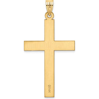 14K Yellow Gold Sandblasted Cross Pendant - 50mm Length by Oro Pregiato