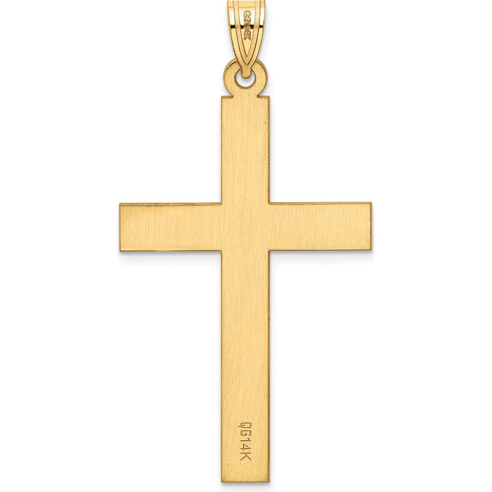 14K Yellow Gold Sandblasted Cross Pendant - 50mm Length by Oro Pregiato