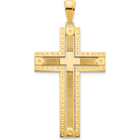 14K Yellow Gold Sandblasted Cross Pendant - Faith-Inspired Design by Oro Pregiato