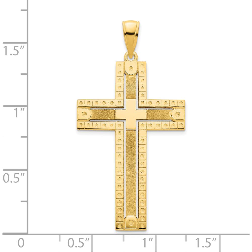 14K Yellow Gold Sandblasted Cross Pendant - Faith-Inspired Design by Oro Pregiato