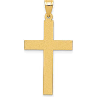 14K Yellow Gold Sandblasted Cross Pendant with Polished Finish by Oro Pregiato