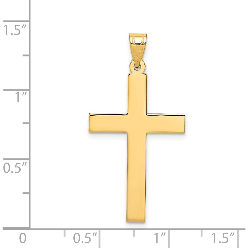 14K Yellow Gold Sandblasted Cross Pendant with Polished Finish by Oro Pregiato