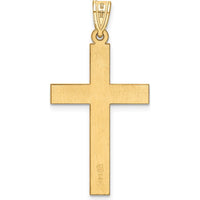 14K Yellow Gold Sandblasted Cross Pendant with Polished Finish by Oro Pregiato