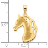 14K Yellow Gold Sandblasted Horse Head Pendant Charm by Oro Pregiato