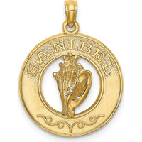 14K Yellow Gold Sanibel Conch Shell Circle Pendant by Oro Pregiato