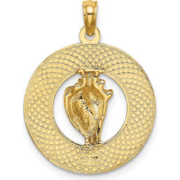 14K Yellow Gold Sanibel Conch Shell Circle Pendant by Oro Pregiato