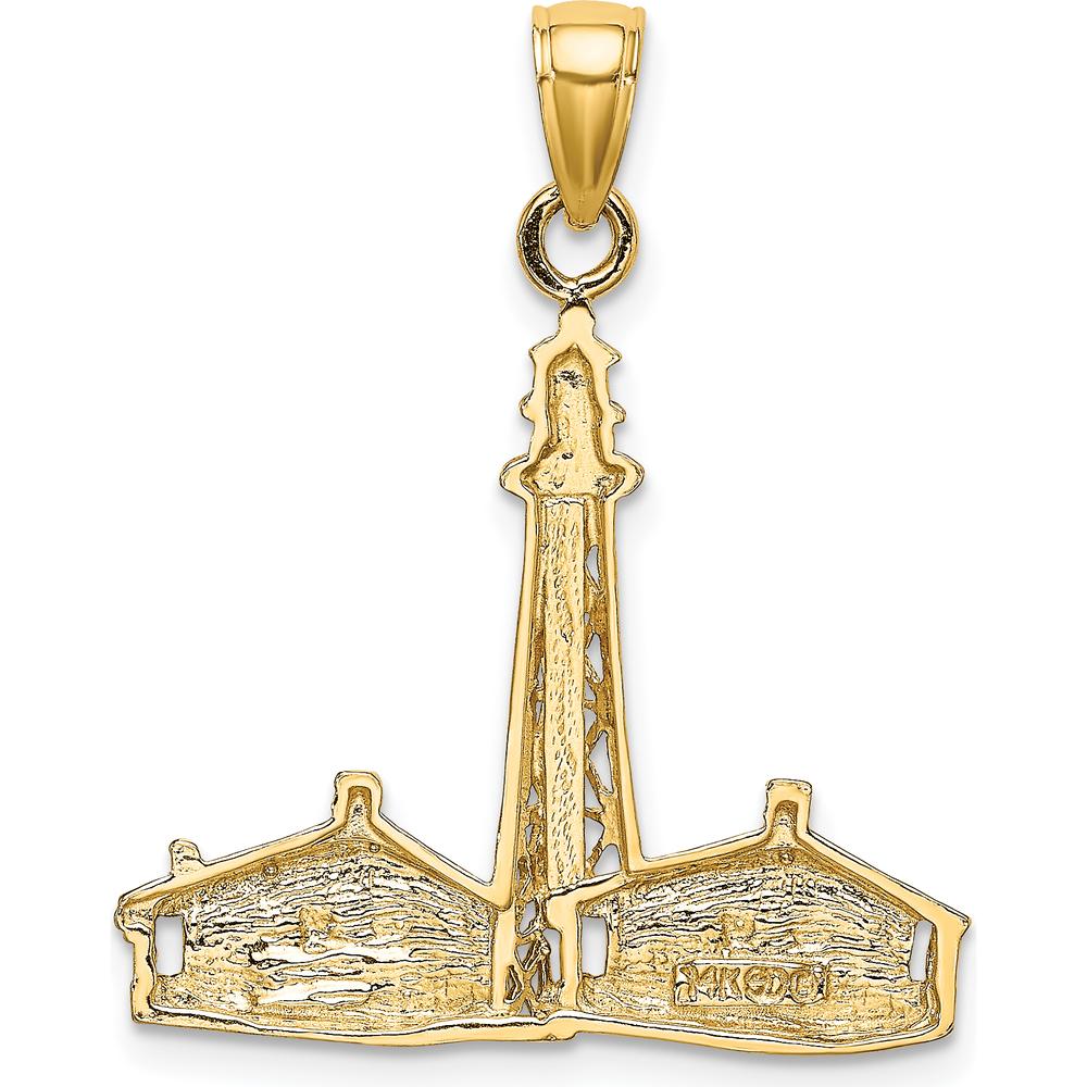 14K Yellow Gold Sanibel Island Lighthouse Motif Pendant with Textured Detailing by Oro Pregiato